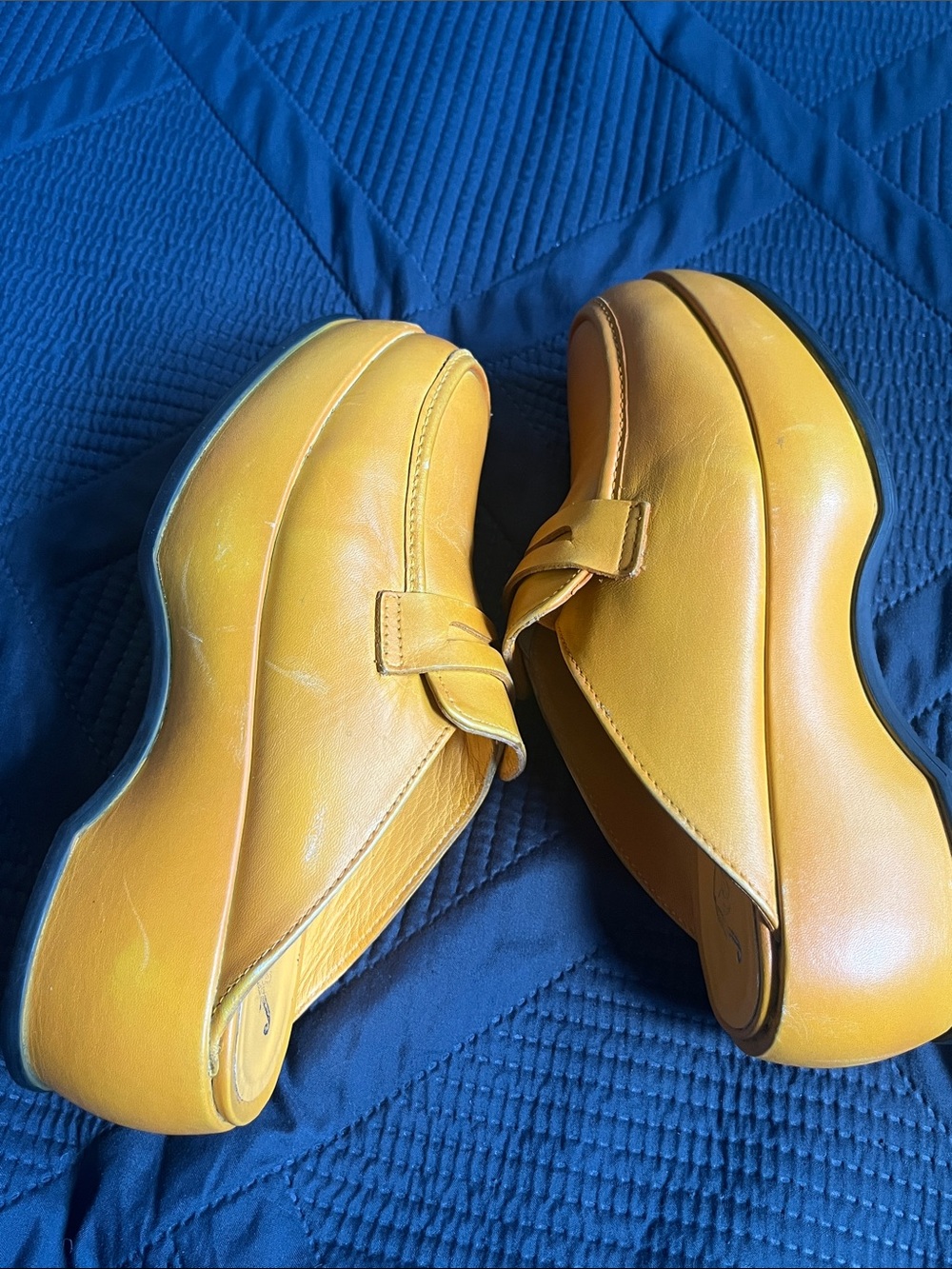Free People Winston Platform Loafer Mules Mustard - Picture 7 of 7